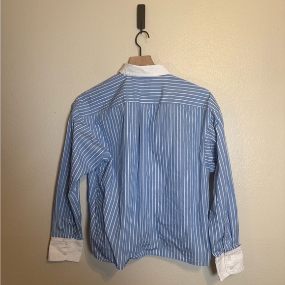 J. Crew Relaxed-fit cropped cotton poplin shirt in easy stripe - Picture 6 of 7